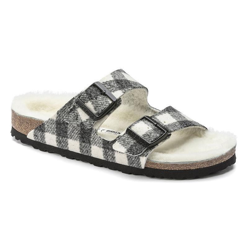 Arizona Birkenstock Shearling Plaid Wool Damske Biele | SK 19ZUT